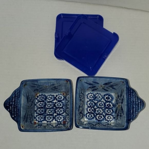 Temp-tations Ramekins Old World Ovenware Bakeware Cookware 10 oz Blue Lids - Picture 7 of 11